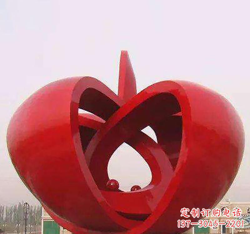 河源不锈钢镂空苹果雕塑精致美观的艺术品