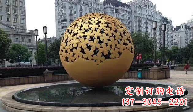河源不锈钢镂空球喷泉雕塑