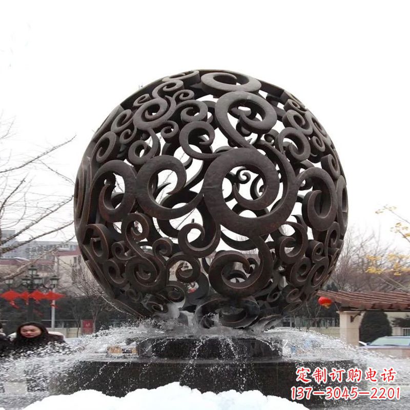 河源不锈钢镂空球水景喷泉景观雕塑