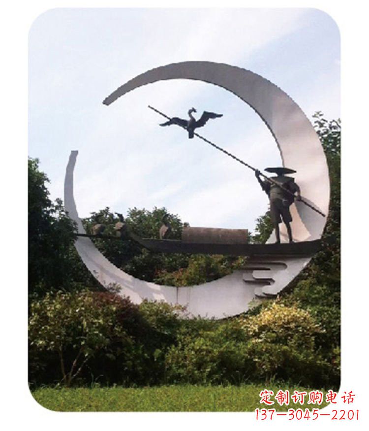 河源不锈钢鸬鹚雕塑