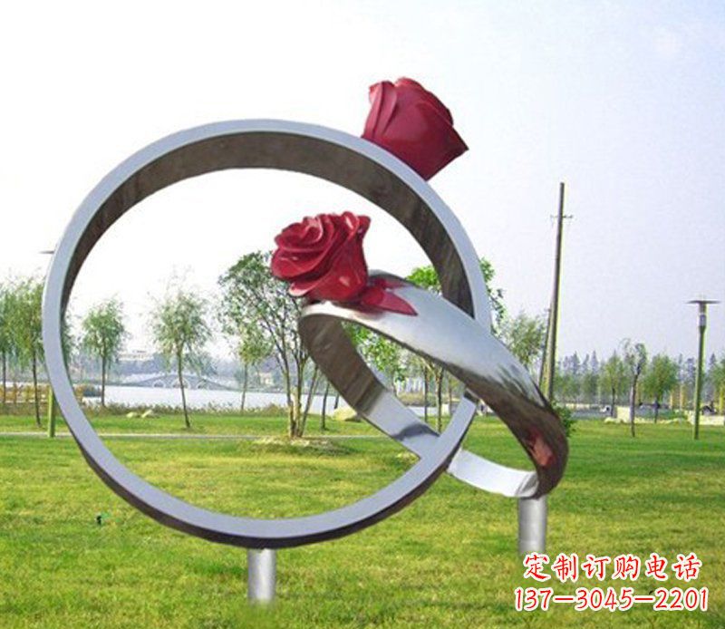 河源不锈钢玫瑰戒指雕塑