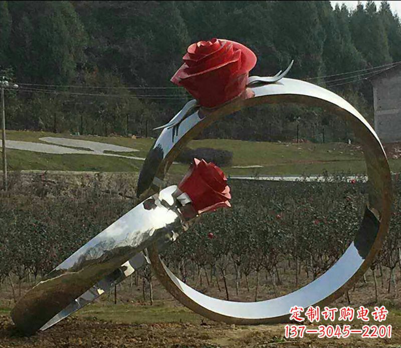 河源不锈钢玫瑰雕塑精美的艺术珍品