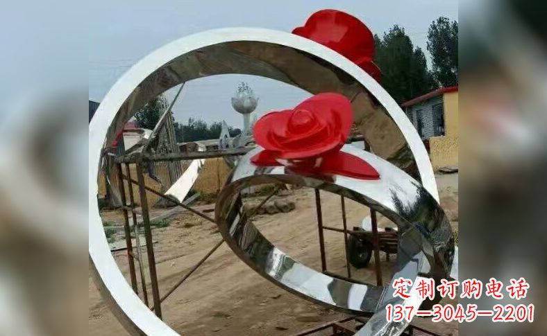 河源不锈钢玫瑰花戒指雕塑
