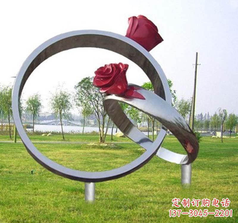 河源精美不锈钢玫瑰戒指雕塑