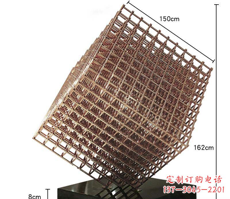 河源玫瑰金色几何雕塑