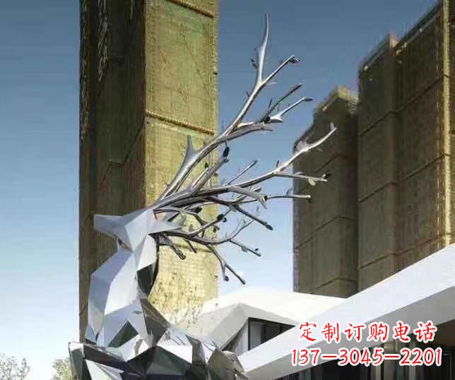 河源不锈钢梅花鹿雕塑 群鹿雕塑 城市景观动物雕塑