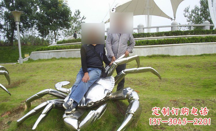 河源不锈钢螃蟹公园动物雕塑