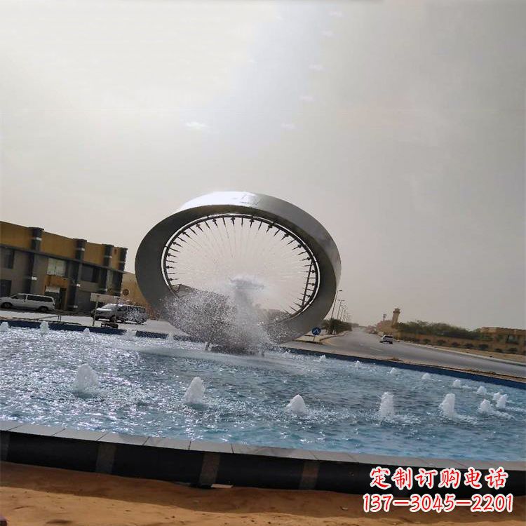 河源精美不锈钢喷泉雕塑,增添环形绿景魅力