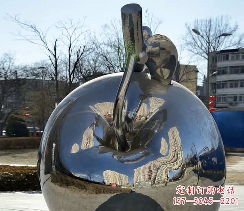 河源不锈钢苹果镜面雕塑精美绝伦