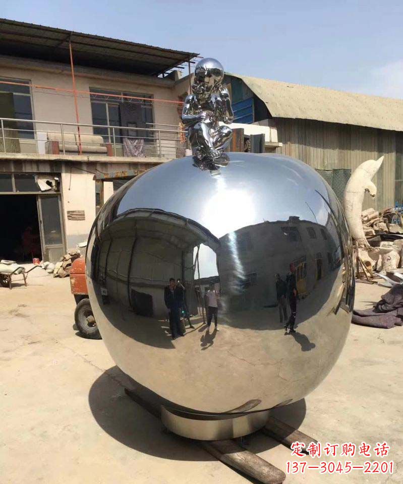 河源精美不锈钢苹果雕塑