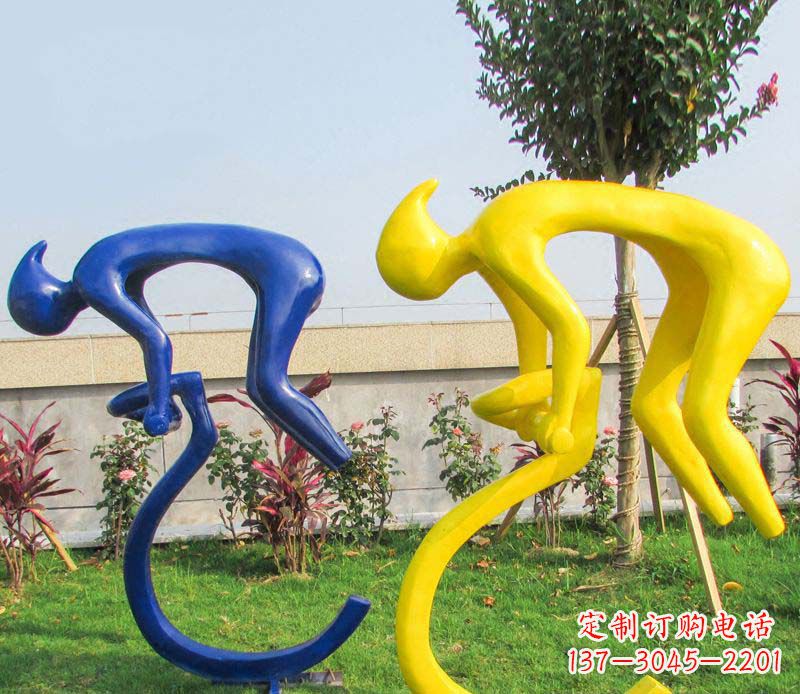 河源不锈钢骑自行车广场景观雕塑——给城市带来活力