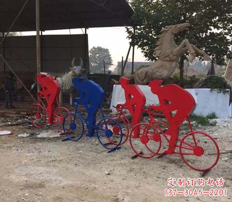 河源不锈钢骑自行车雕塑一种经典的艺术形式