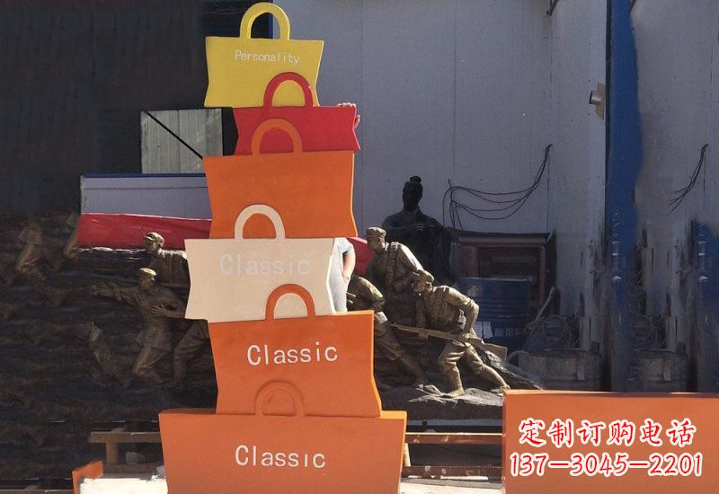 河源不锈钢购物袋雕塑