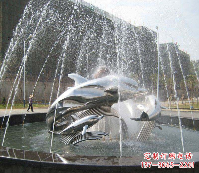 河源不锈钢商场大型景观鱼喷泉展现雕塑之美