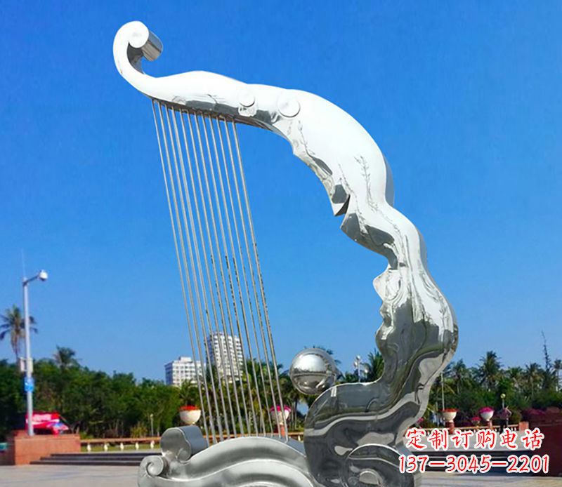 河源不锈钢竖琴雕塑——传承古典音乐之美