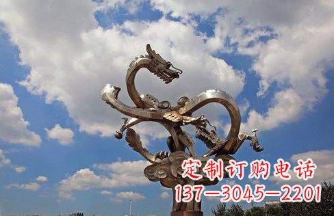 河源不锈钢双龙戏珠雕塑——千古传说的艺术瑰宝