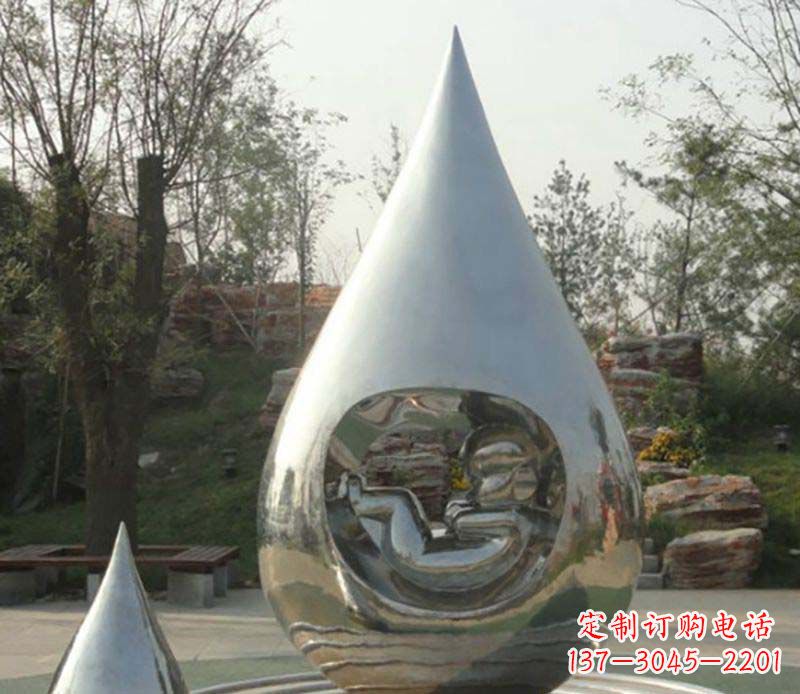 河源不锈钢水滴雕塑精致简约的艺术之美