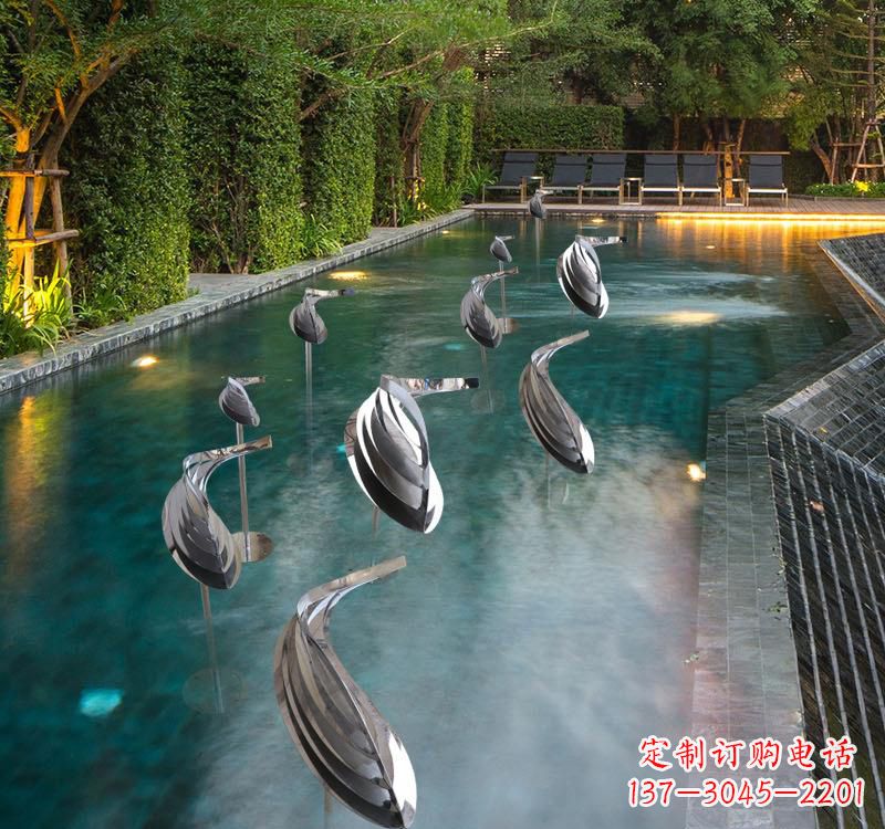河源不锈钢动物雕塑——美丽的水景装置