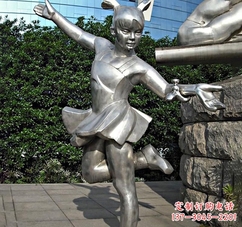 河源儿童雕塑不锈钢跳舞人物