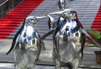 河源不锈钢企鹅雕塑海洋生物的艺术表现