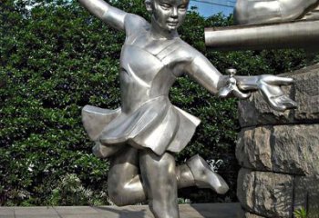 河源儿童雕塑不锈钢跳舞人物