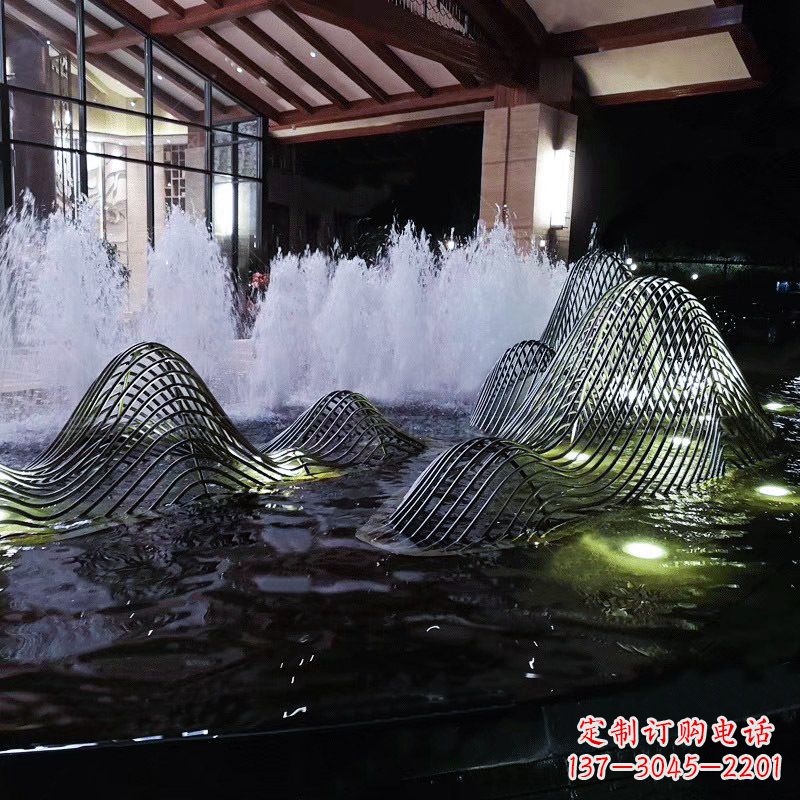 河源不锈钢铁艺水景假山精美雕塑艺术