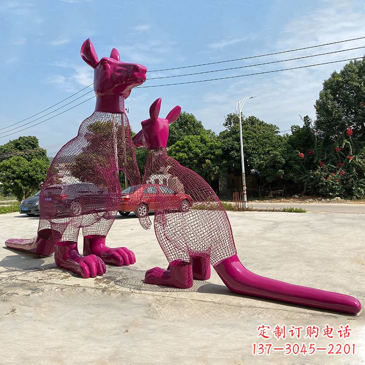 河源不锈钢袋鼠雕塑给公园带来美好景观