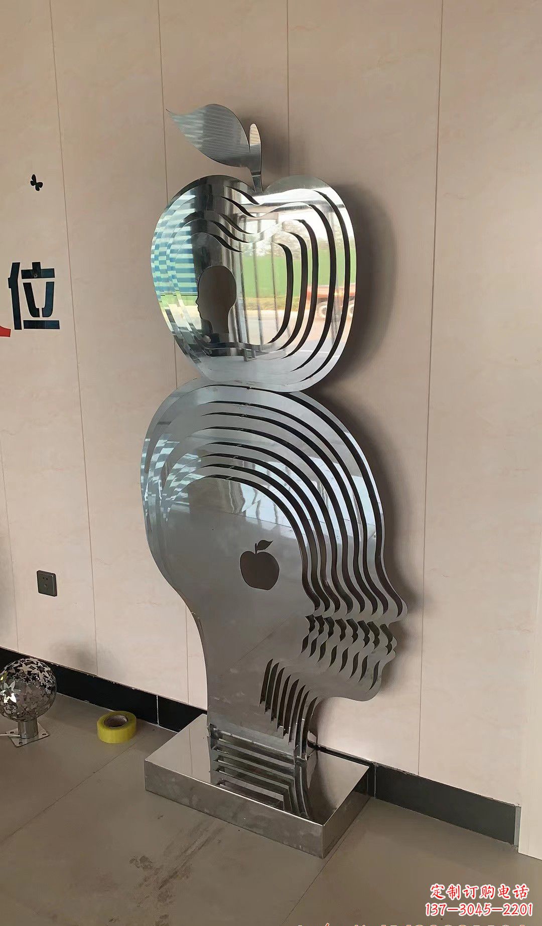 河源精美不锈钢苹果雕塑