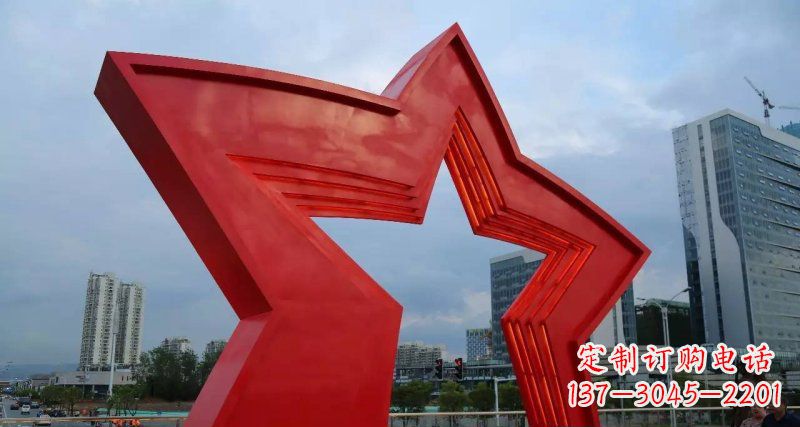 河源不锈钢五角星拱门广场景观雕塑