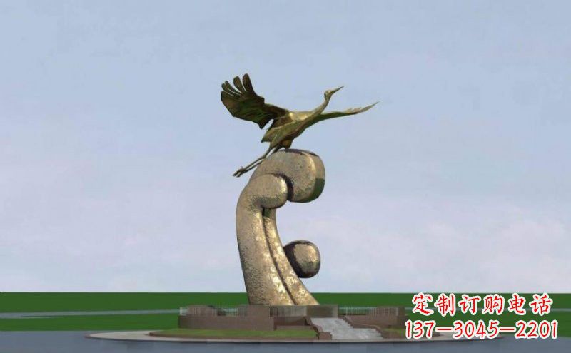 河源不锈钢仙鹤雕塑象征着美丽和宁静