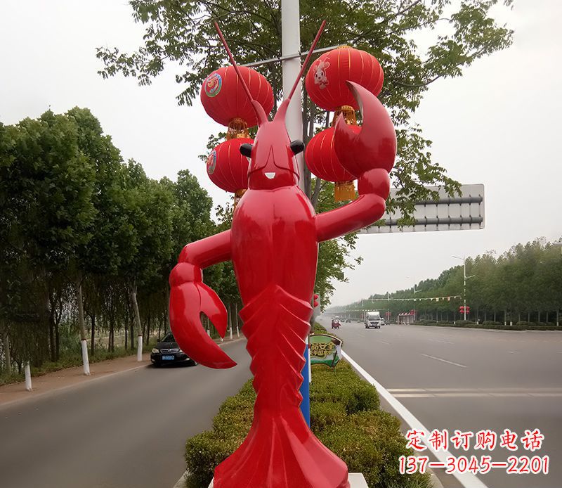 河源不锈钢小龙虾景观雕塑