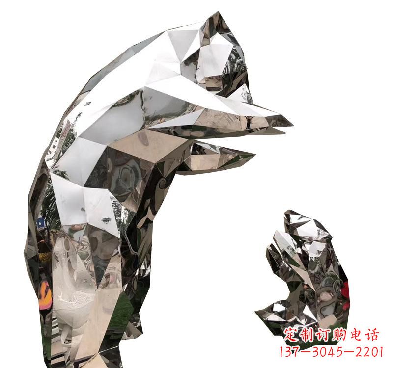 河源不锈钢园林动物熊猫雕塑