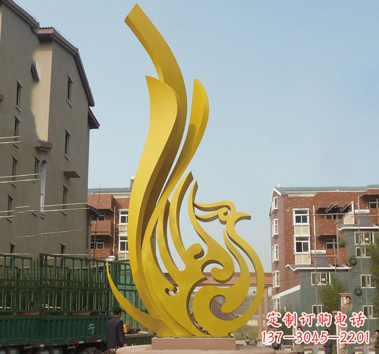 河源静谧的凤凰不锈钢园林雕塑