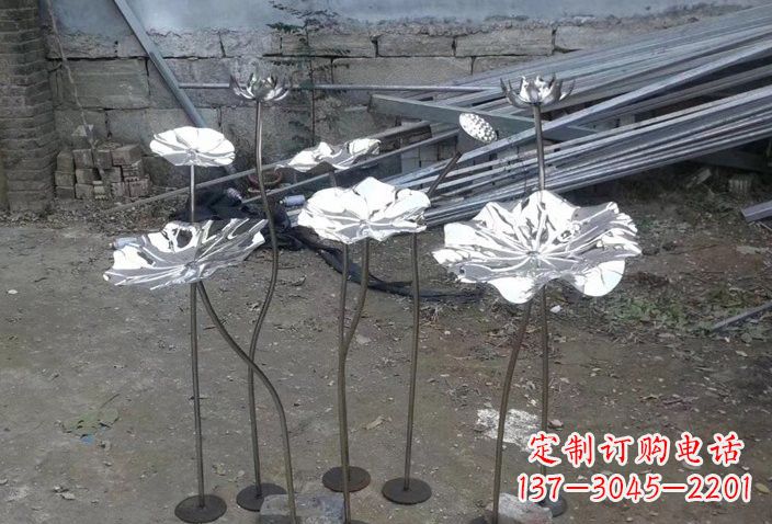 河源不锈钢园林荷花荷叶雕塑