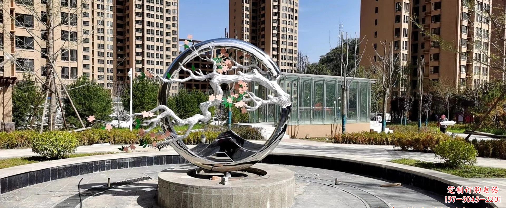河源不锈钢圆环景观雕塑222