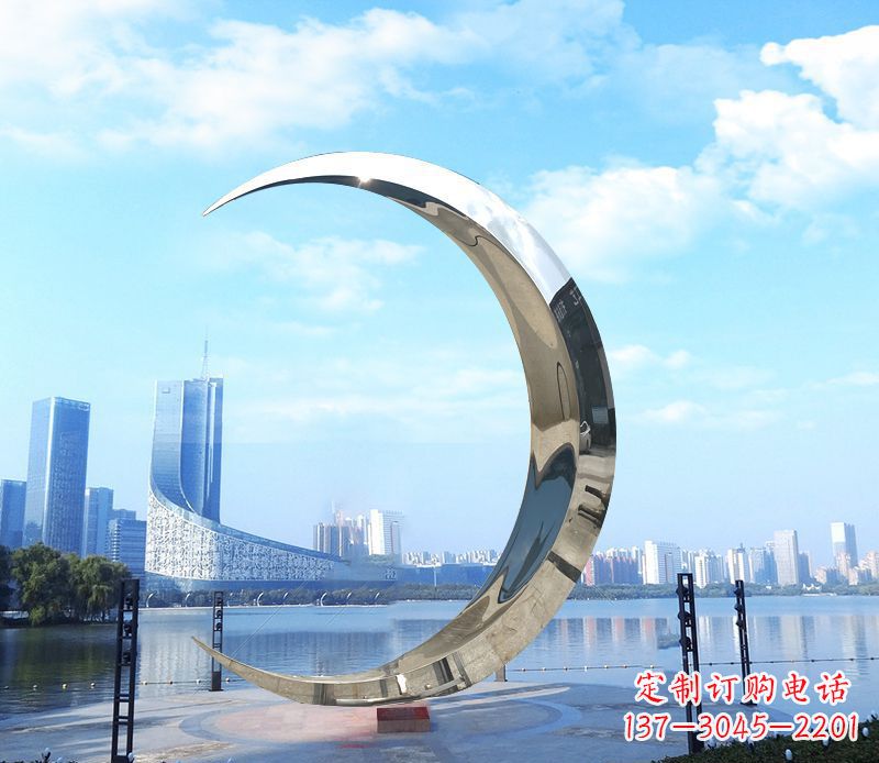 河源不锈钢月亮雕塑象征着美丽的月亮