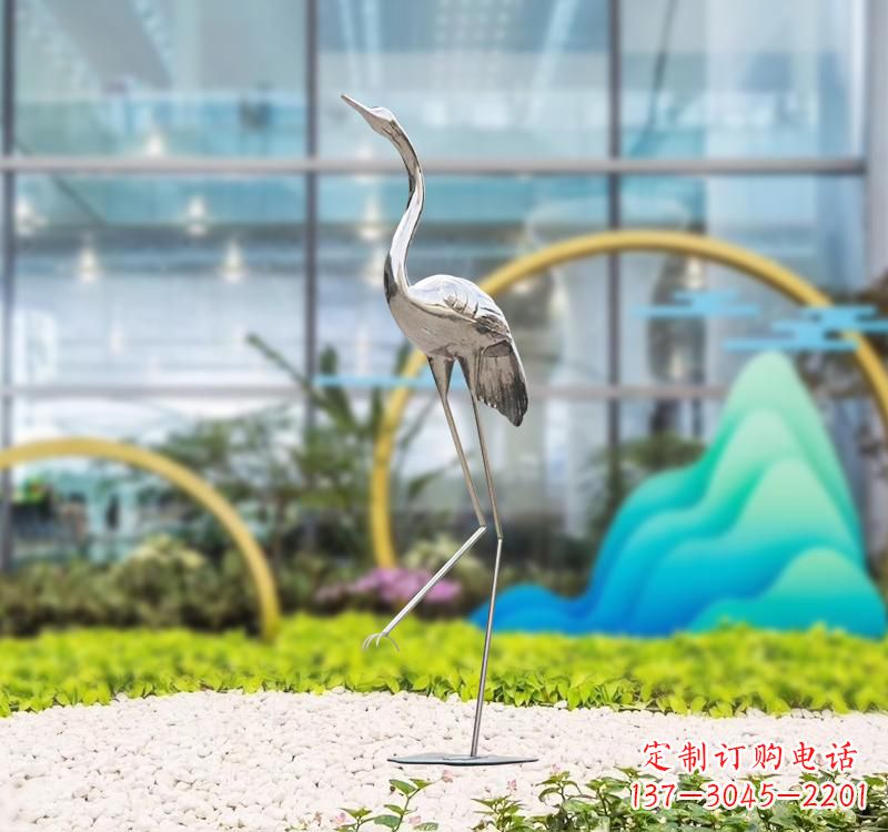 河源不锈钢展翅仙鹤雕塑
