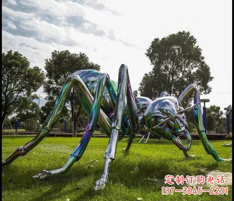 河源不锈钢蜘蛛公园动物雕塑
