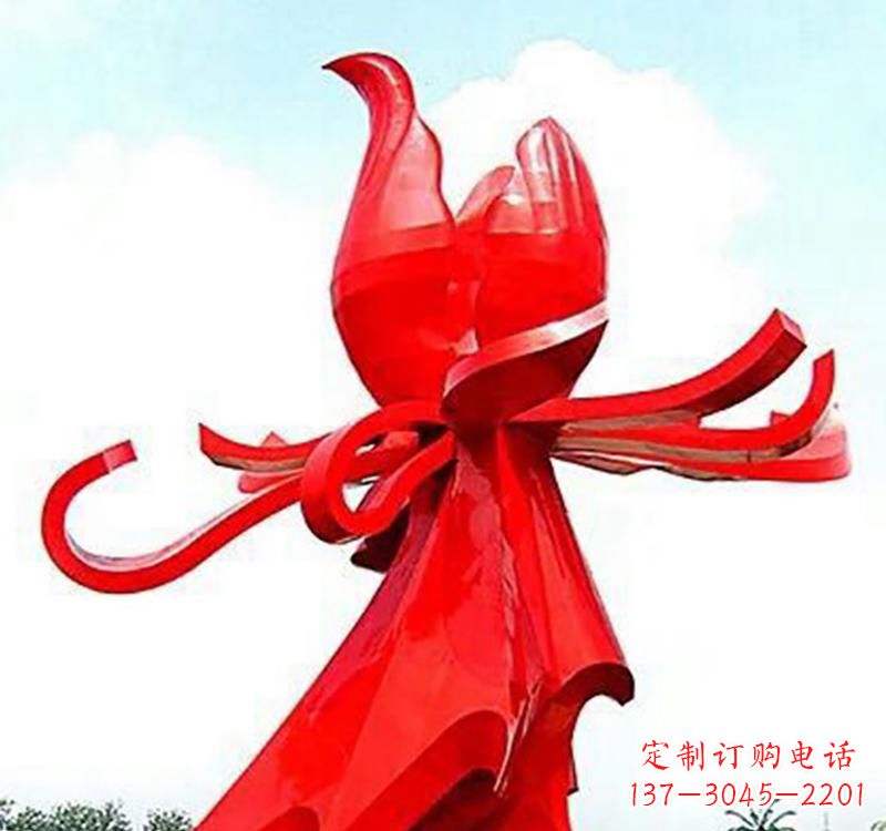 河源不锈钢玫瑰雕塑,传递爱与和平