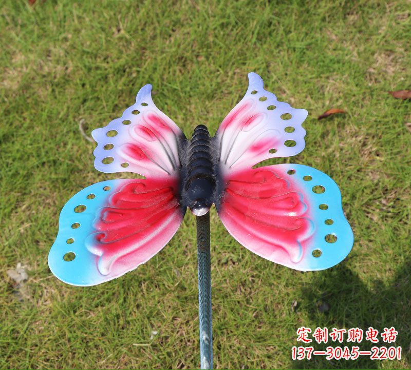 河源草坪动物不锈钢蝴蝶插件雕塑