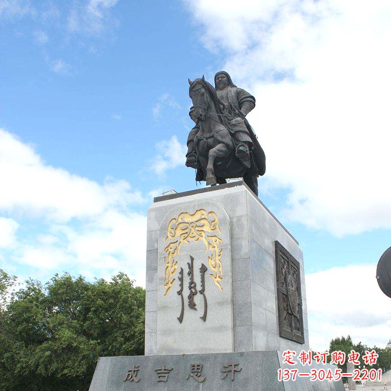 河源成吉思汗象征英雄的铜雕塑