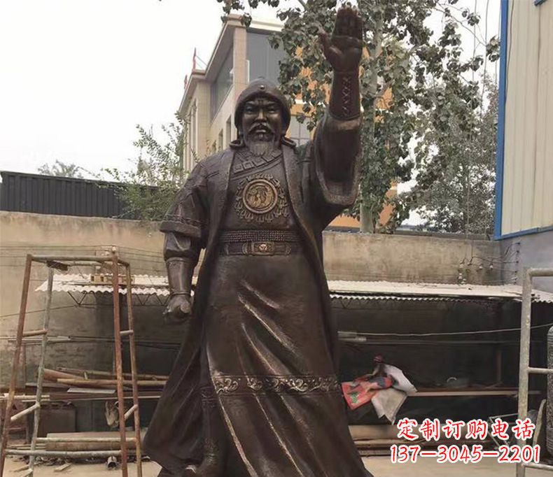 河源传承民族英雄——成吉思汗铜雕