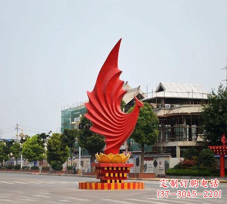 河源城市街边不锈钢凤凰雕塑