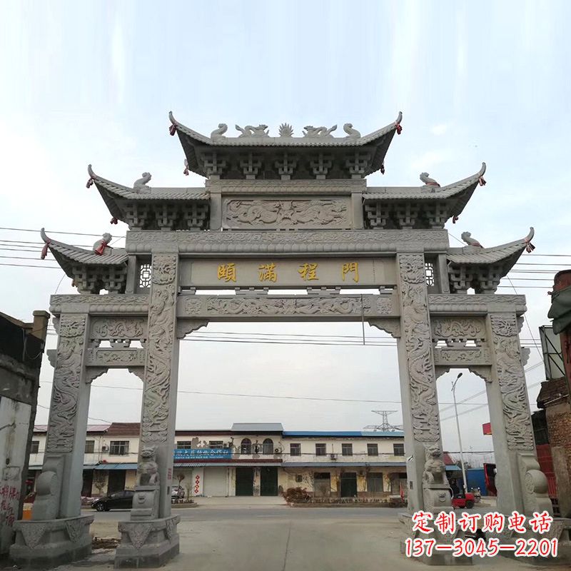 河源城市街道仿古石雕牌楼