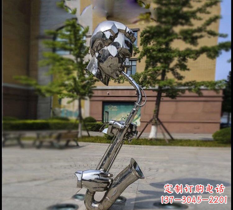 河源不锈钢萨克斯雕塑——展示音乐家的精神