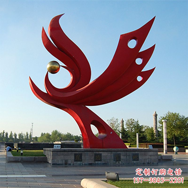 河源精美凤凰雕塑点缀公园园林景观