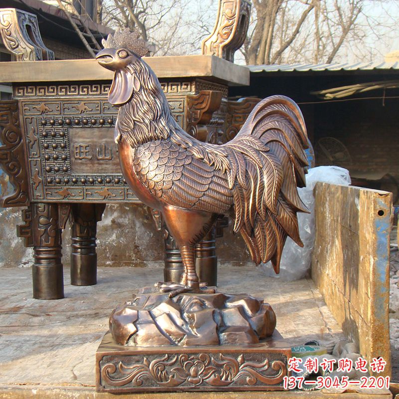 河源精美纯铜生肖鸡雕塑