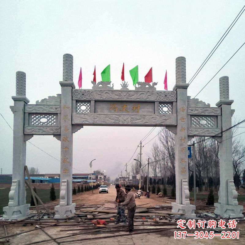 河源传承古老石牌坊雕塑