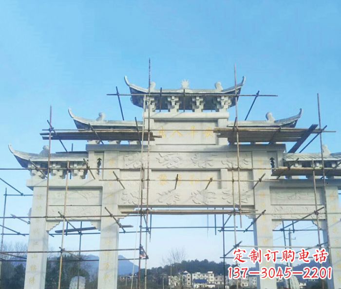 河源大理石三门牌坊雕塑