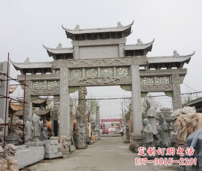 河源大理石牌坊石雕的精美